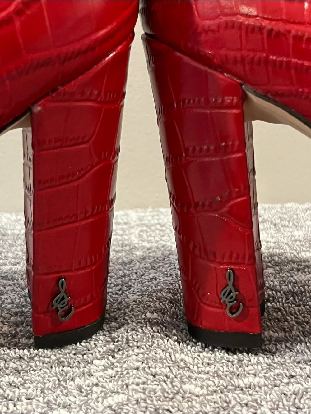 Sam Edelman Women’s Raakel Red Croc-Embossed Over-the-Knee Pointed Toe Boots